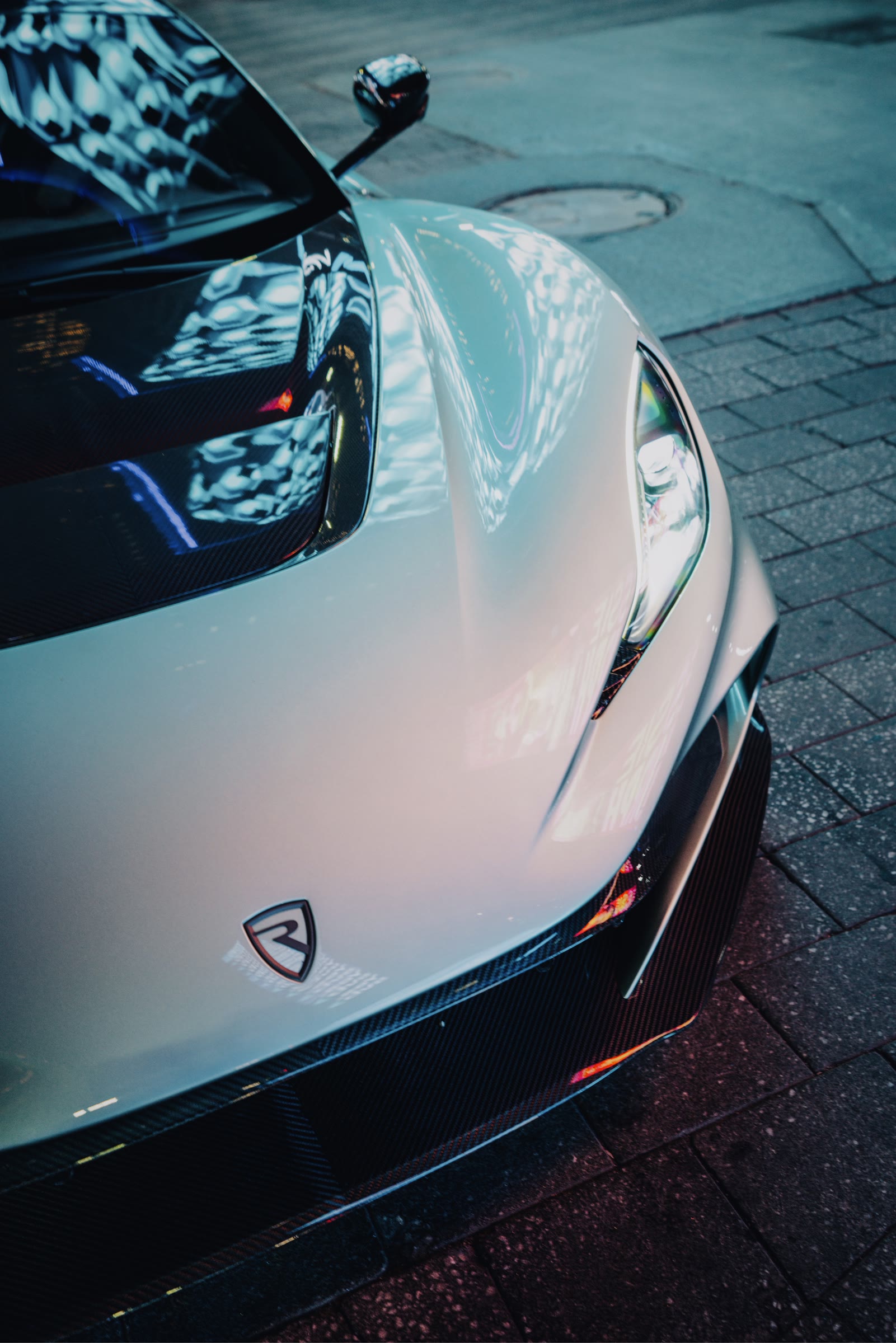 Rimac Nevera R, front detail at dusk