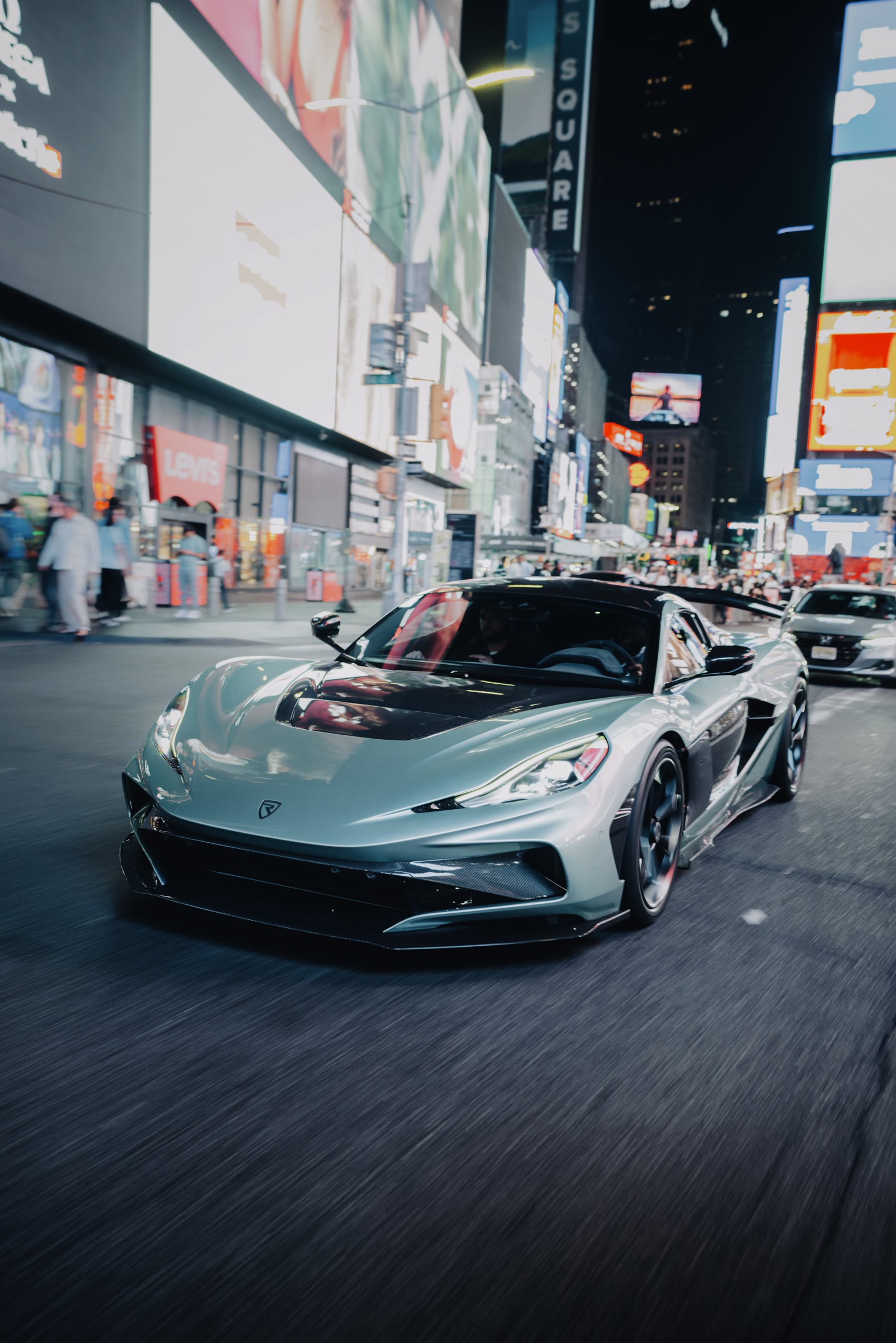 Rimac Nevera R, Times Square at night